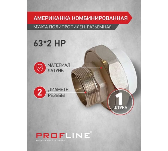 Американкака муфта комбинированная разборная PROFLINE 63x2 НР УТ-00020903