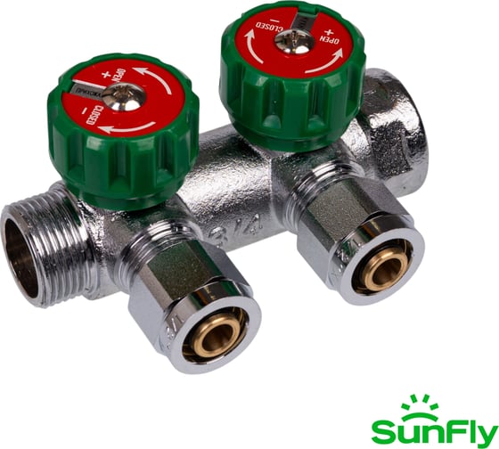 Коллектор регулирующий SUNFLY 3/4, 2 отвода 1/2ЕК x O14/16 (XF25421-34-2-12) SF0343129