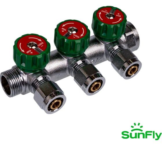Коллектор регулирующий SUNFLY 3/4, 3 отвода 1/2ЕК x O14/16 (XF25421-34-3-12) SF0343136