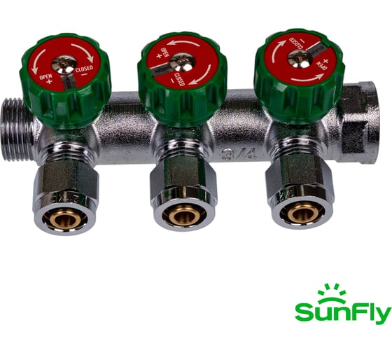 Коллектор регулирующий SUNFLY 3/4, 3 отвода 1/2ЕК x O14/16 (XF25421-34-3-12) SF0343136