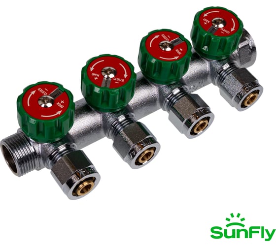 Коллектор регулирующий SUNFLY 3/4, 4 отвода 1/2ЕК x O14/16 (XF25421-34-4-12) SF0343143