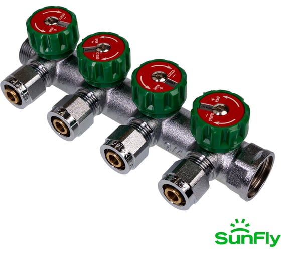 Коллектор регулирующий SUNFLY 3/4, 4 отвода 1/2ЕК x O14/16 (XF25421-34-4-12) SF0343143
