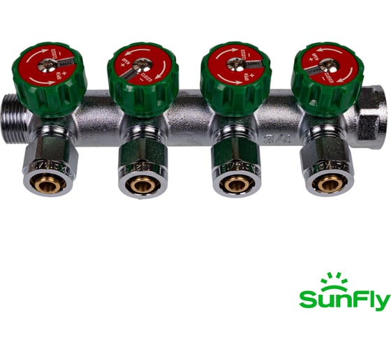 Коллектор регулирующий SUNFLY 3/4, 4 отвода 1/2ЕК x O14/16 (XF25421-34-4-12) SF0343143