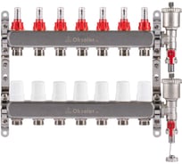 Блок коллекторный OKSELER с расходомерами и автоматическими воздухоотводчиками 7 выходов, 1x3/4EK Oks00345