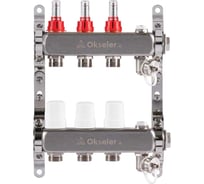 Блок коллекторный OKSELER с расходомерами, дренажным краном и краном Маевского, 3 вых., 1x3/4EK Oks00313