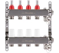 Блок коллекторный OKSELER с расходомерами, дренажным краном и краном Маевского, 4 вых., 1x3/4EK Oks00314