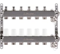 Блок коллекторный OKSELER  с регулировочными клапанами, c дренажным краном и краном Маевского, 6 вых.,1x3/4EK Oks00305