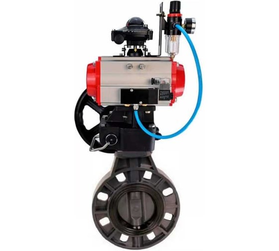 Затвор DN.ru НПВХ-НПВХ-E-2W-Fb-ISO Дн200 Ру10 пневмопривод, пневмораспределитель, дублёр, БКВ, БПВ D050-83448 1