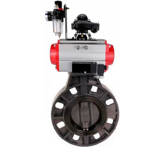 Затвор DN.ru НПВХ-НПВХ-E-2W-Fb-ISO Дн80 Ру10 пневмопривод, пневмораспределитель, БКВ, БПВ D050-83878 1