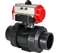 Кран шаровой НПВХ-НПВХ-E-FP-GRM-ISO Ду15 Ру10 DN.ru с пневмоприводом, пневмораспределителем D160-66434