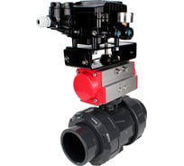 Кран шаровой НПВХ-НПВХ-E-FP-GRM-ISO Ду100 Ру10 DN.ru с пневмоприводом, поворотным позиционером D160-67855