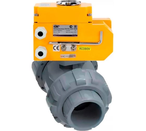 Кран шаровой  DN.ruНПВХ-НПВХ-E-FP-GRM-ISO Дн100 Ру10, электропривод QT2-020 380В D160-66415