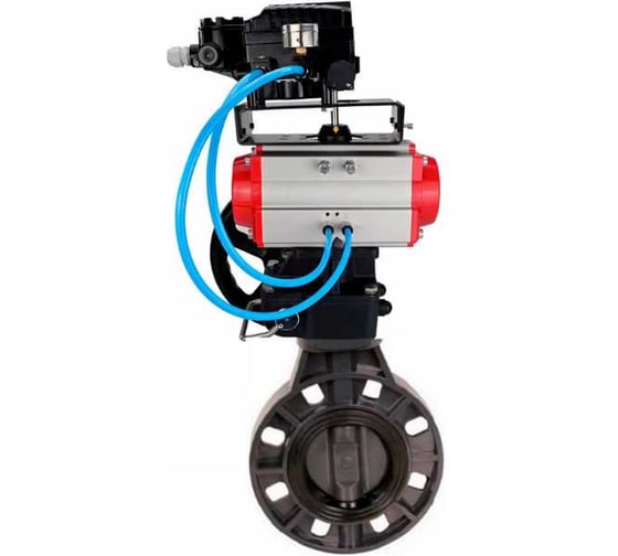 Затвор DN.ru НПВХ-НПВХ-E-2W-Fb-ISO Дн80 Ру10 пневмопривод, дублёр, пневмопозиционером D050-83667 1