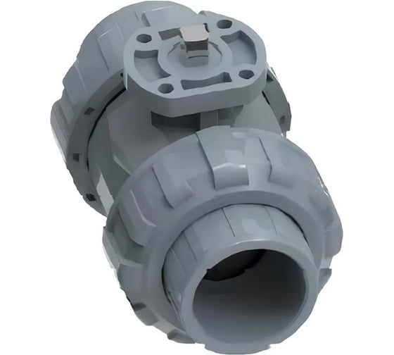 Кран DN.ru НПВХ-НПВХ-E-FP-GRM-ISO Дн65 Ру10, клеевой, голый шток квадратный D160-65137