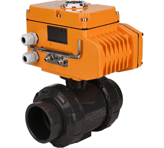 Кран шаровой НПВХ-НПВХ-E-FP-GRM-ISO Ду50 Ру10 DN.ru с электроприводом QT-005 380В D160-66325 1