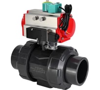 Кран шаровой НПВХ-НПВХ-E-FP-GRM-ISO Ду32 Ру10 DN.ru с пневмоприводом, пневмораспределителем, магнитным переключателем D160-66500