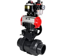 Кран шаровой НПВХ-НПВХ-E-FP-GRM-ISO Ду20 Ру10 DN.ru с пневмоприводом, пневмораспределителем, БПВ, БКВ, ручным дублером D160-67767