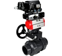 Кран шаровой НПВХ-НПВХ-E-FP-GRM-ISO Ду15 Ру10 DN.ru с пневмоприводом, поворотным позиционером, ручным дублером D160-67910