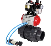 Кран шаровой НПВХ-НПВХ-E-FP-GRM-ISO Ду100 Ру10 DN.ru с пневмоприводом, пневмораспределителем, БПВ, БКВ D160-67693