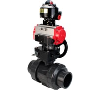 Кран шаровой НПВХ-НПВХ-E-FP-GRM-ISO Ду40 Ру10 DN.ru с пневмоприводом, пневмораспределителем, БКВ, ручным дублером D160-67149