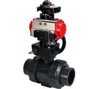 Кран шаровой НПВХ-НПВХ-E-FP-GRM-ISO Ду32 Ру10 DN.ru с пневмоприводом, пневмораспределителем, БКВ, ручным дублером D160-67121