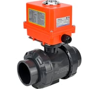 Кран шаровой НПВХ-НПВХ-E-FP-GRM-ISO Ду40 Ру10 DN.ru с электроприводом QT-003-MINI 220В D160-66315