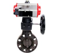 Затвор дисковый DN.ru НПВХ-НПВХ-E-2W-Fb-ISO Дн100 Ру10 пневмопривод, пневмораспр., дублёр D050-83270