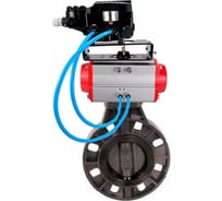 Затвор дисковый DN.ru НПВХ-НПВХ-E-2W-Fb-ISO Дн50 Ру10, пневмопривод, пневмопозиционером D050-83678