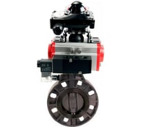 Затвор дисковый DN.ru НПВХ-НПВХ-E-2W-Fb-ISO Дн50 Ру10, пневмопривод, пневмораспр., БКВ D050-83260