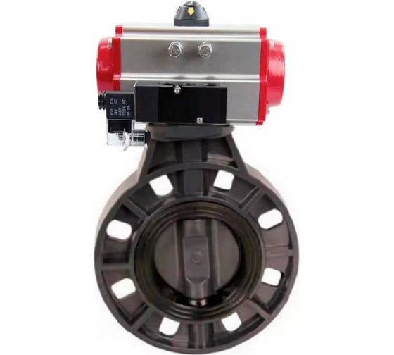 Затвор дисковый DN.ru НПВХ-НПВХ-E-2W-Fb-ISO Дн200 Ру10, пневмопривод, пневмораспр. D050-83364 1