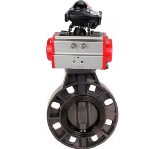 Затвор дисковый DN.ru поворотный НПВХ-НПВХ-E-2W-Fb-ISO Дн125 Ру10, пневмопривод, БКВ D050-83964 1