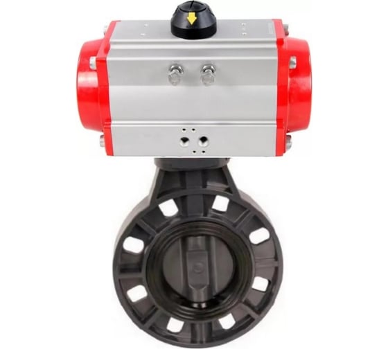 Затвор дисковый DN.ru поворотный НПВХ-НПВХ-E-2W-Fb-ISO Дн50 Ру10, пневмопривод D050-83687 1