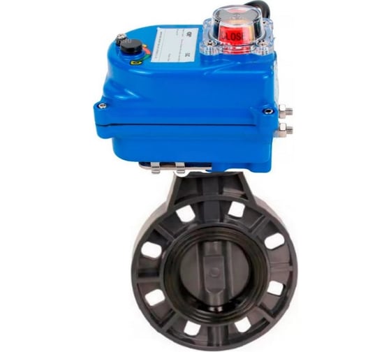 Затвор дисковый DN.ru НПВХ-НПВХ-E-2W-Fb-ISO Дн65 Ру10, электропривод QT-003 12В blue D050-84018 1