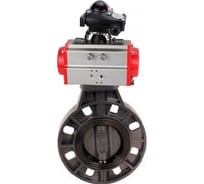 Затвор дисковый DN.ru поворотный НПВХ-НПВХ-E-2W-Fb-ISO Дн100 Ру10, пневмопривод, БКВ D050-83963