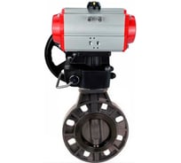 Затвор дисковый DN.ru поворотный НПВХ-НПВХ-E-2W-Fb-ISO Дн100 Ру10, пневмопривод, дублёр D050-83627