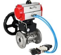 Кран шаровой DN.ru316-316-FP-F-ISO-H Ду80 Ру40, пневмопривод, пневмораспред., дублёр D160-65874