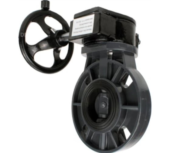 Затвор дисковый DN.ru поворотный НПВХ-НПВХ-E-2W-Fb-ISO Дн125 Ру10, редуктор RDN-3 D050-82895 1