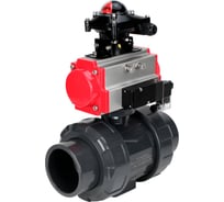 Кран шаровой НПВХ-НПВХ-E-FP-GRM-ISO Ду25 Ру10 DN.ru с пневмоприводом, пневмораспределителем, БКВ D160-66553