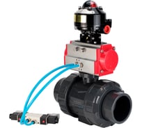 Кран шаровой НПВХ-НПВХ-E-FP-GRM-ISO Ду25 Ру10 DN.ru с пневмоприводом, пневмораспределителем, БКВ D160-66967