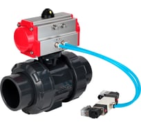 Кран шаровой НПВХ-НПВХ-E-FP-GRM-ISO Ду25 Ру10 DN.ru с пневмоприводом, пневмораспределителем D160-66751