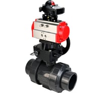 Кран шаровой НПВХ-НПВХ-E-FP-GRM-ISO Ду32 Ру10 DN.ru с пневмоприводом, БКВ, ручным дублером D160-67247