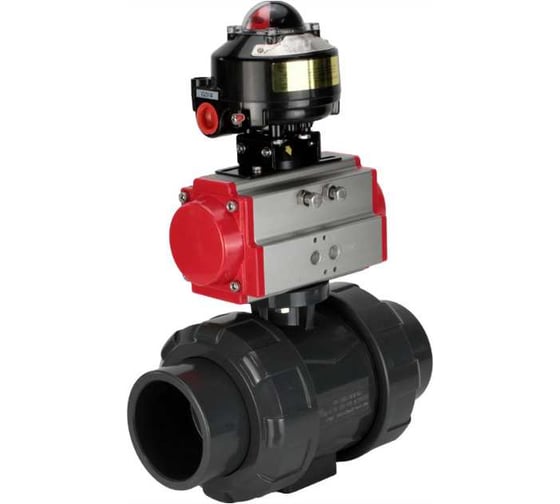 Кран шаровой DN.ru НПВХ-НПВХ-E-FP-GRM-ISO Дн40 Ру10, пневмопривод, БКВ D160-67050