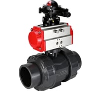 Кран шаровой НПВХ-НПВХ-E-FP-GRM-ISO Ду40 Ру10 DN.ru с пневмоприводом, БКВ D160-67014