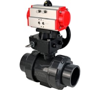 Кран шаровой НПВХ-НПВХ-E-FP-GRM-ISO Ду40 Ру10 DN.ru с пневмоприводом, ручным дублером D160-67266