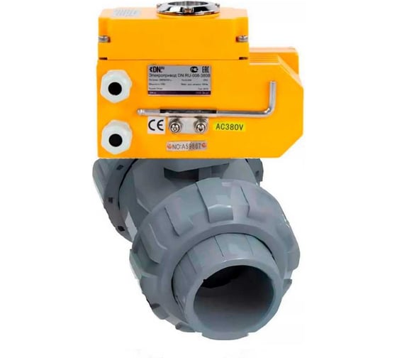 Кран шаровой DN.ru НПВХ-НПВХ-E-FP-GRM-ISO Дн80 Ру10, пневмопривод, БКВ D160-67026