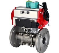 Кран DN.ru КШФПТ-ISO.304.180 Ду65 Ру25 3-составной, пневмопривод, магнитный переключатель D160-68879