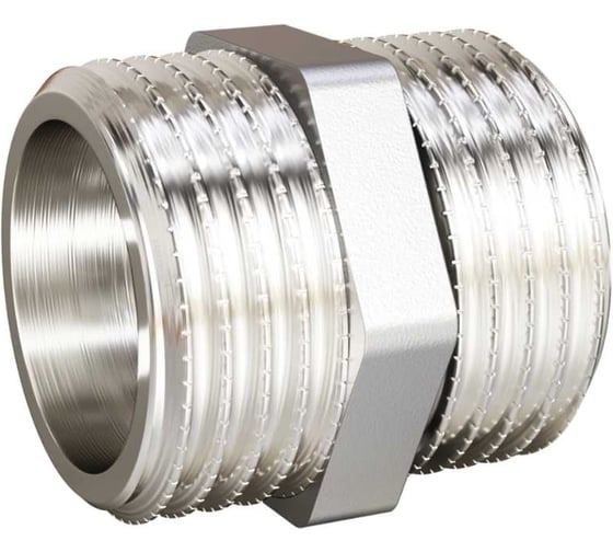 Ниппель ДМЗ DN15 (1/2") НР/НР латунь никель, 6 шт ДМЗ.005.15Н