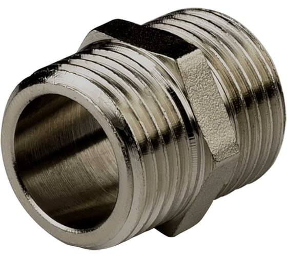 Ниппель ДМЗ DN15 (1/2") НР/НР латунь никель, 6 шт ДМЗ.005.15Н 1