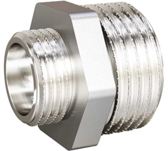 Ниппель переходной ДМЗ DN10x15 (3/8"НР х 1/2"НР) латунь никель, 6 шт ДМЗ.006.10х15Н