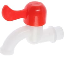 Водоразборный кран ZEIN с плоской красной ручкой, PP, кран-букса, белый 5541253